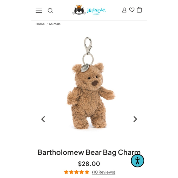 Jellycat Handbags - NWT Jellycat Brown Bartholomew Bear Bag Charm One Size